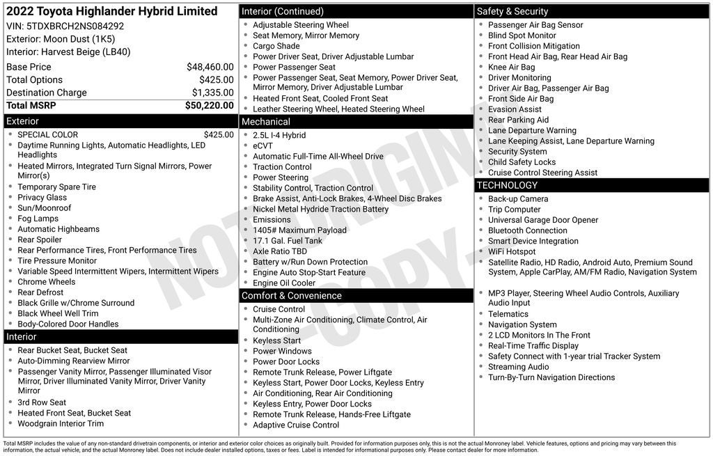 2022 Toyota Highlander Hybrid Limited