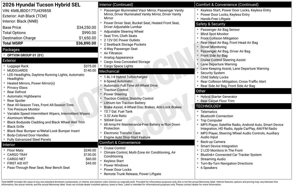 2026 Hyundai Tucson Hybrid SEL