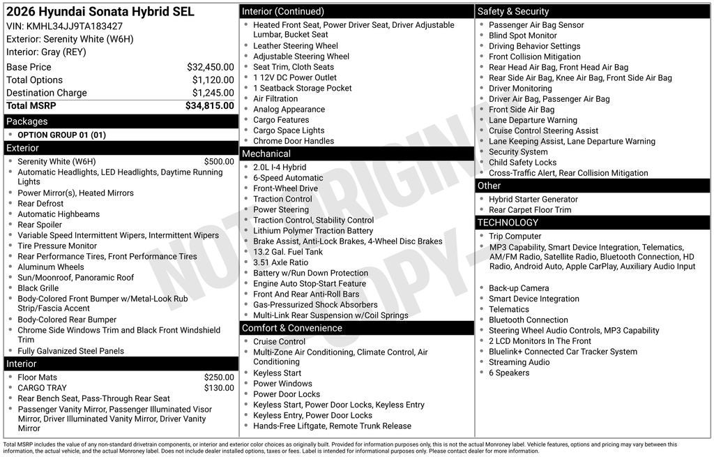 2026 Hyundai Sonata Hybrid SEL
