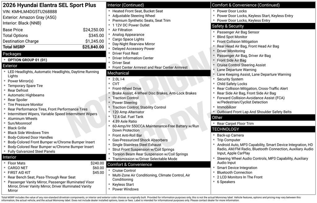 2026 Hyundai Elantra SEL Sport