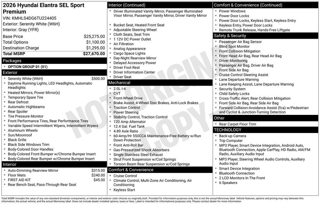 2026 Hyundai Elantra SEL Sport