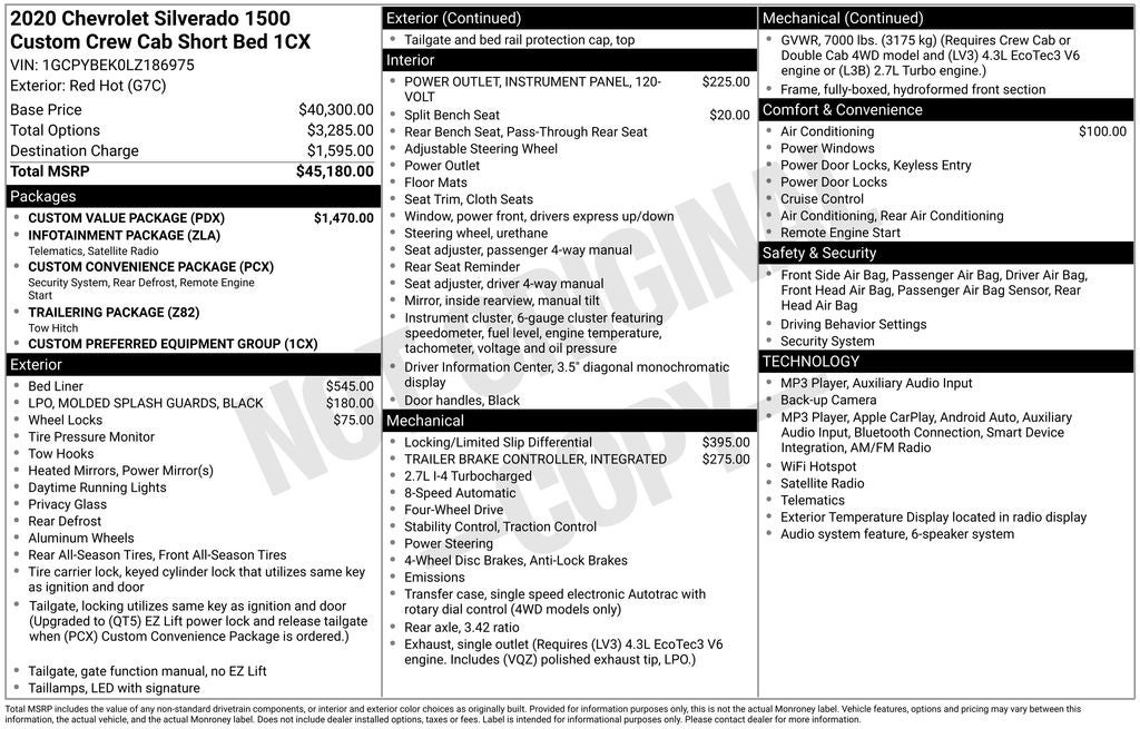 2020 Chevrolet Silverado 1500 4WD Crew Cab Short Bed Custom
