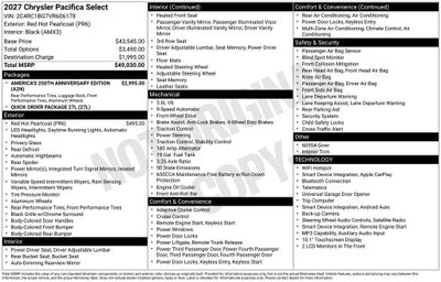 2027 Chrysler Pacifica PACIFICA SELECT