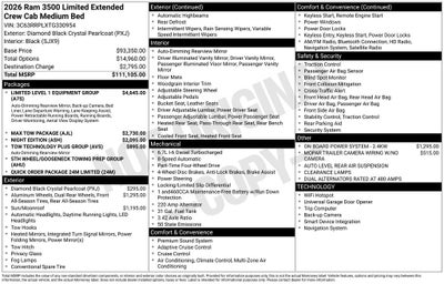 2026 RAM 3500 RAM 3500 LIMITED MEGA CAB 4X4 6'4' BOX