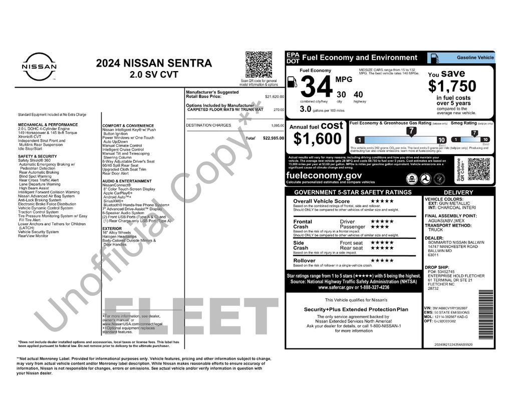 2024 Nissan Sentra SV Xtronic CVT