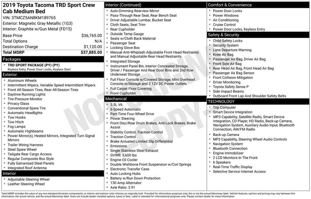 2019 Toyota Tacoma TRD Sport V6