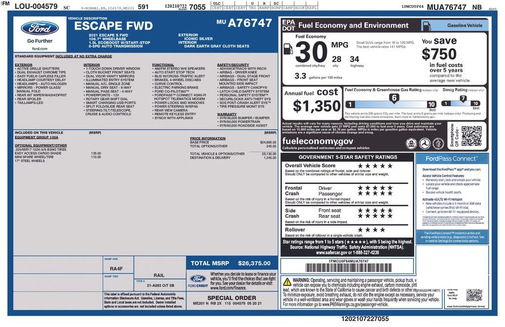 2021 Ford Escape S