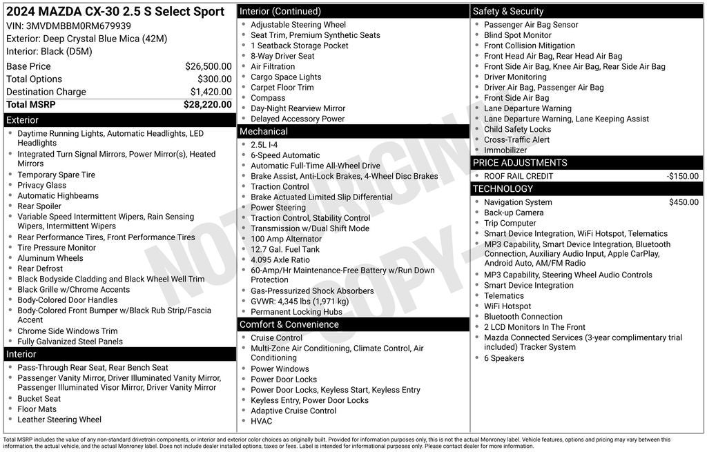 2024 Mazda Mazda CX-30 2.5 S Select Sport