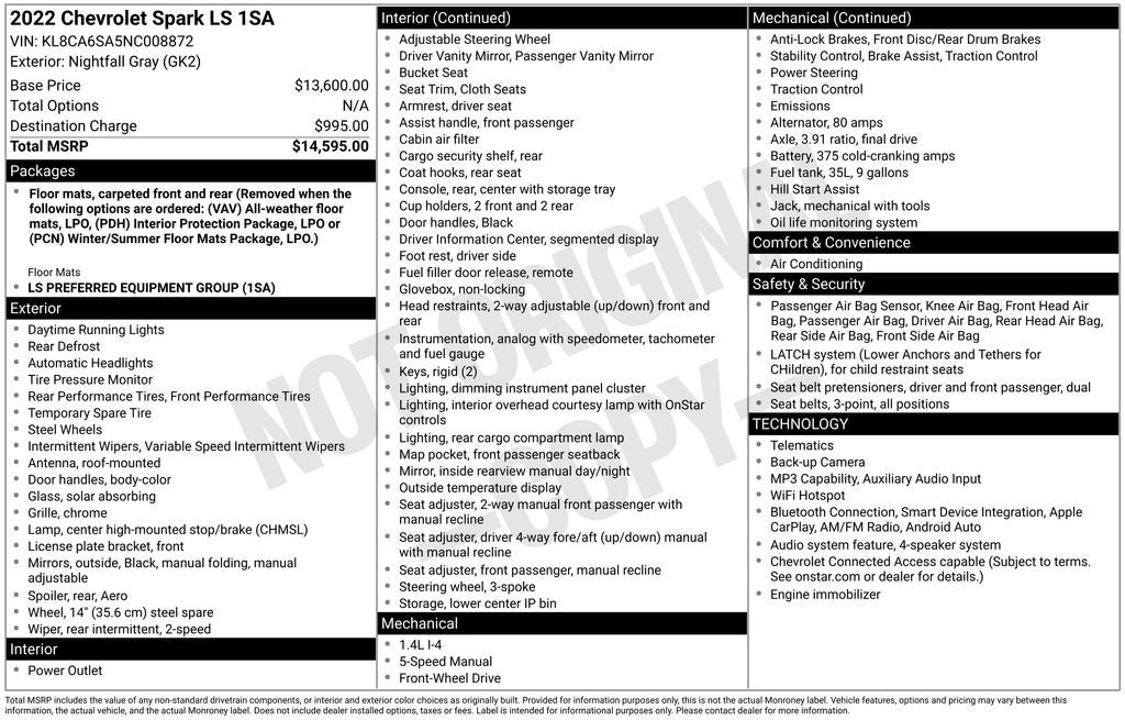 2022 Chevrolet Spark LS