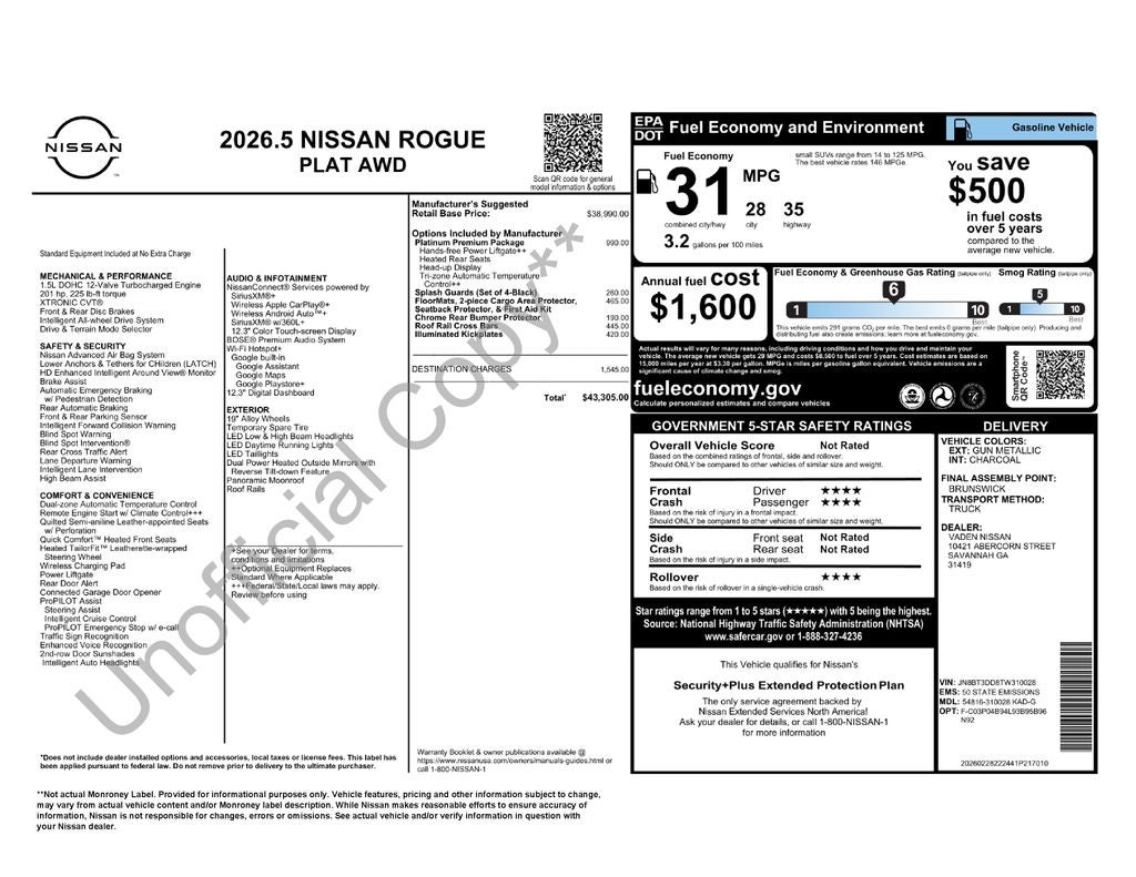 2026 Nissan Rogue Platinum