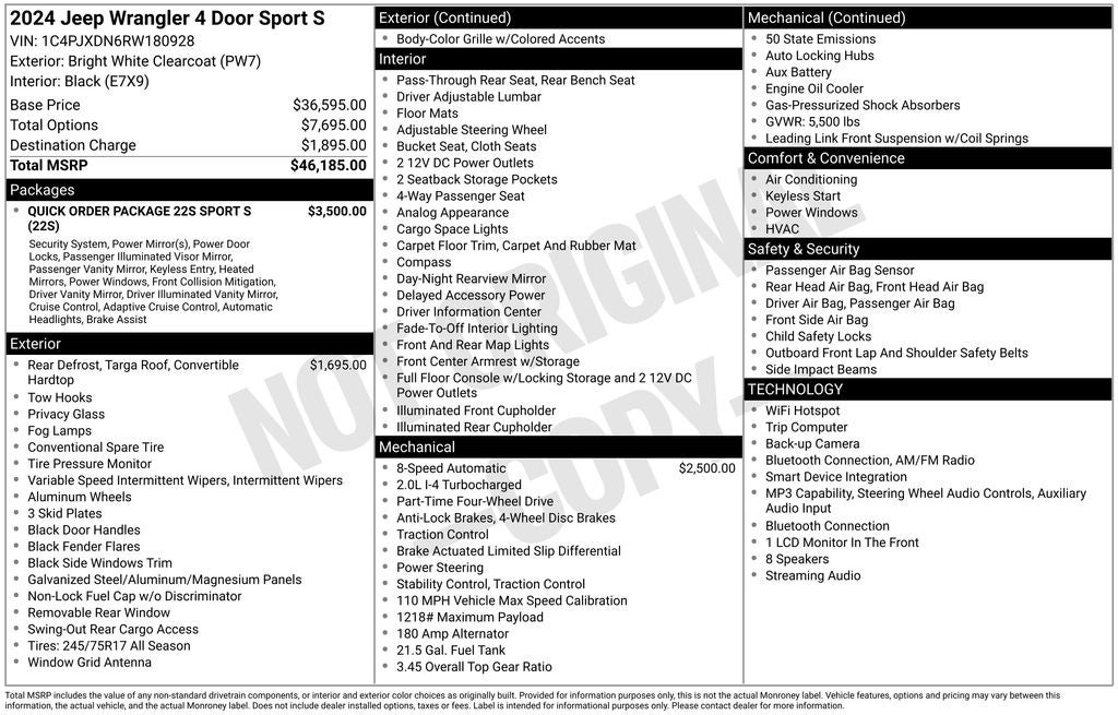 2024 Jeep Wrangler 4-Door Sport S 4x4