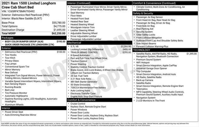 2021 RAM 1500 Limited Longhorn Crew Cab 4x4 5'7' Box