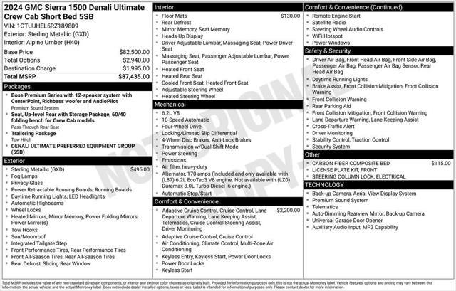 2024 GMC Sierra 1500 4WD Crew Cab Short Box Denali Ultimate