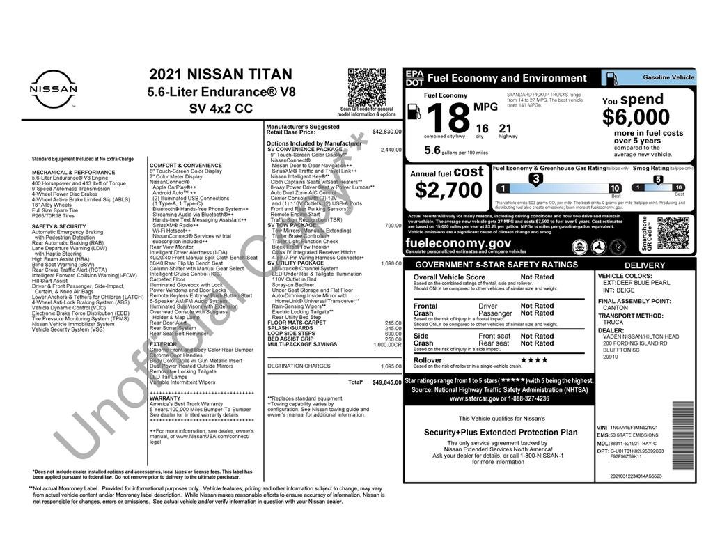 2021 Nissan TITAN Crew Cab SV 4x2