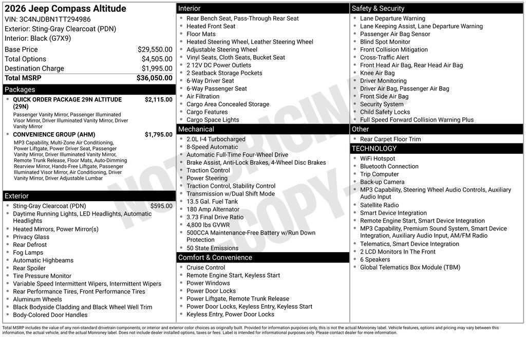 2026 Jeep Compass COMPASS LATITUDE ALTITUDE 4X4