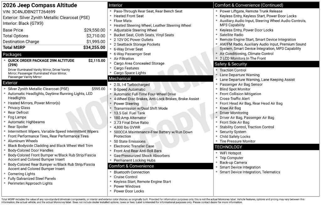 2026 Jeep Compass COMPASS LATITUDE ALTITUDE 4X4