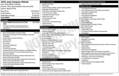 2026 Jeep Compass COMPASS LATITUDE ALTITUDE 4X4