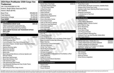 2024 RAM ProMaster 2500 Cargo Van Tradesman High Roof 159' WB w/Pass Seat