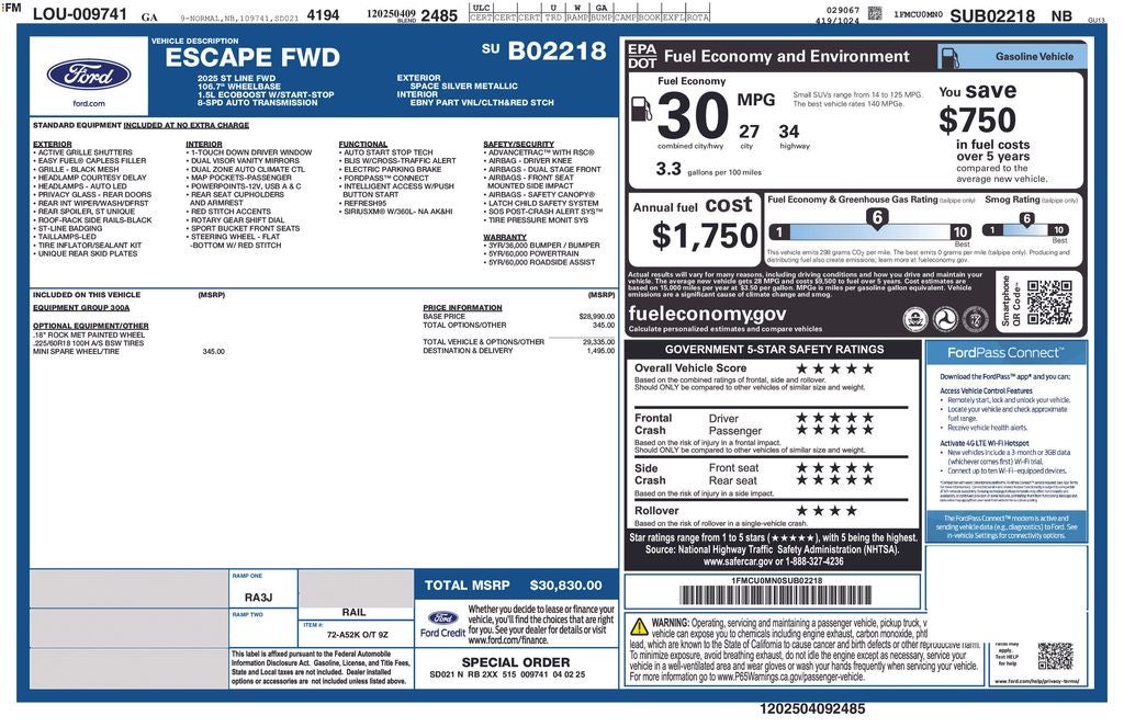 2025 Ford Escape ST-Line