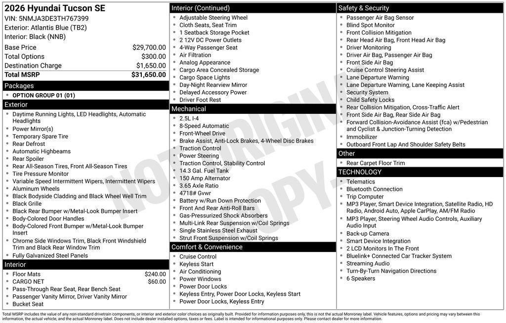 2026 Hyundai Tucson SE FWD