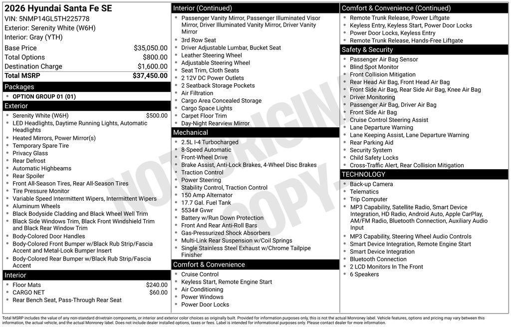 2026 Hyundai Santa Fe SE FWD