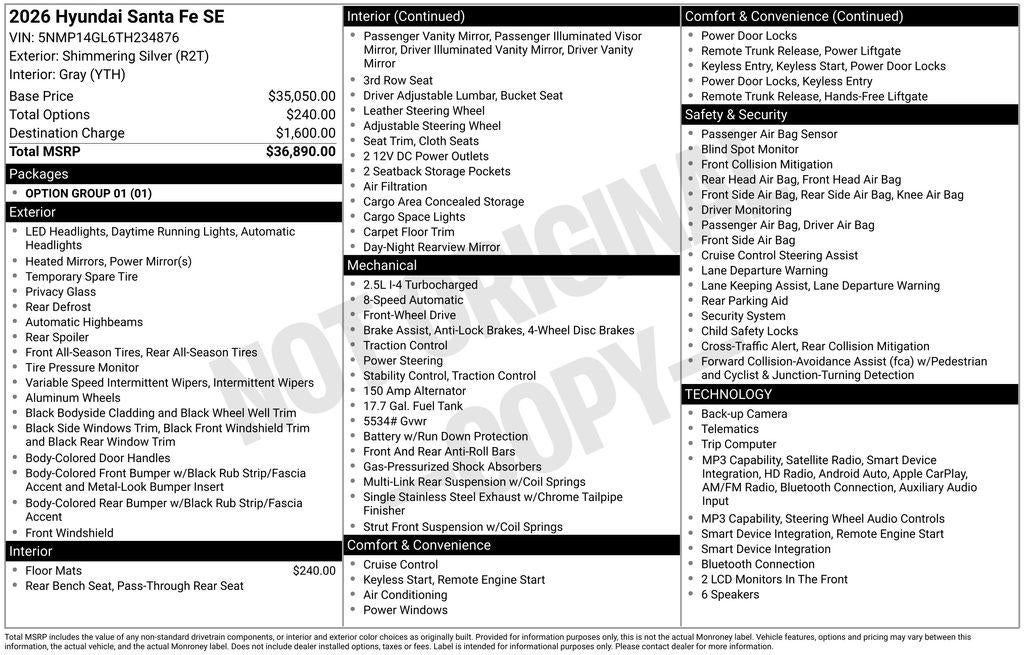 2026 Hyundai Santa Fe SE FWD