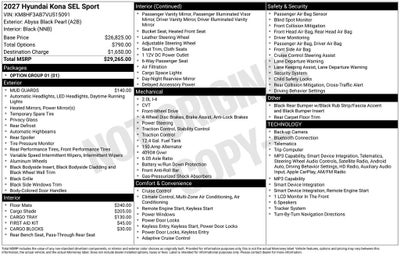 2027 Hyundai Kona SEL Sport FWD