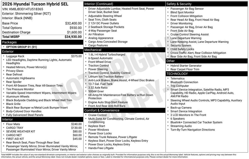 2026 Hyundai Tucson Hybrid SEL AWD