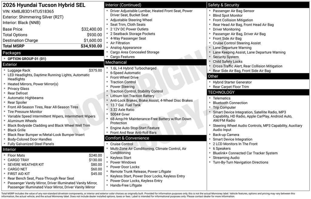 2026 Hyundai Tucson Hybrid SEL AWD