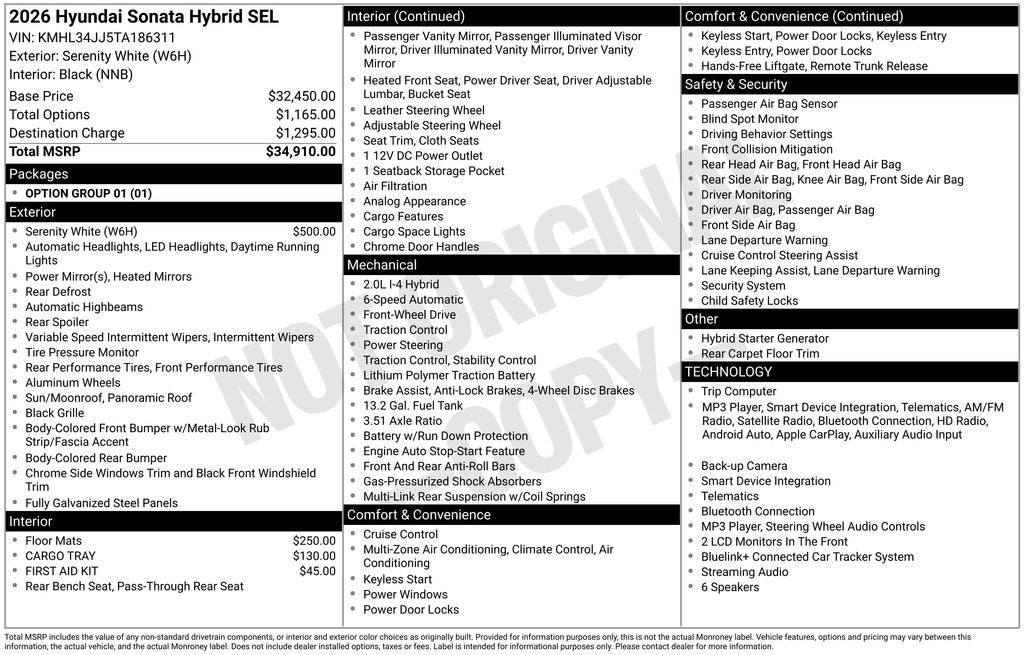 2026 Hyundai Sonata Hybrid SEL