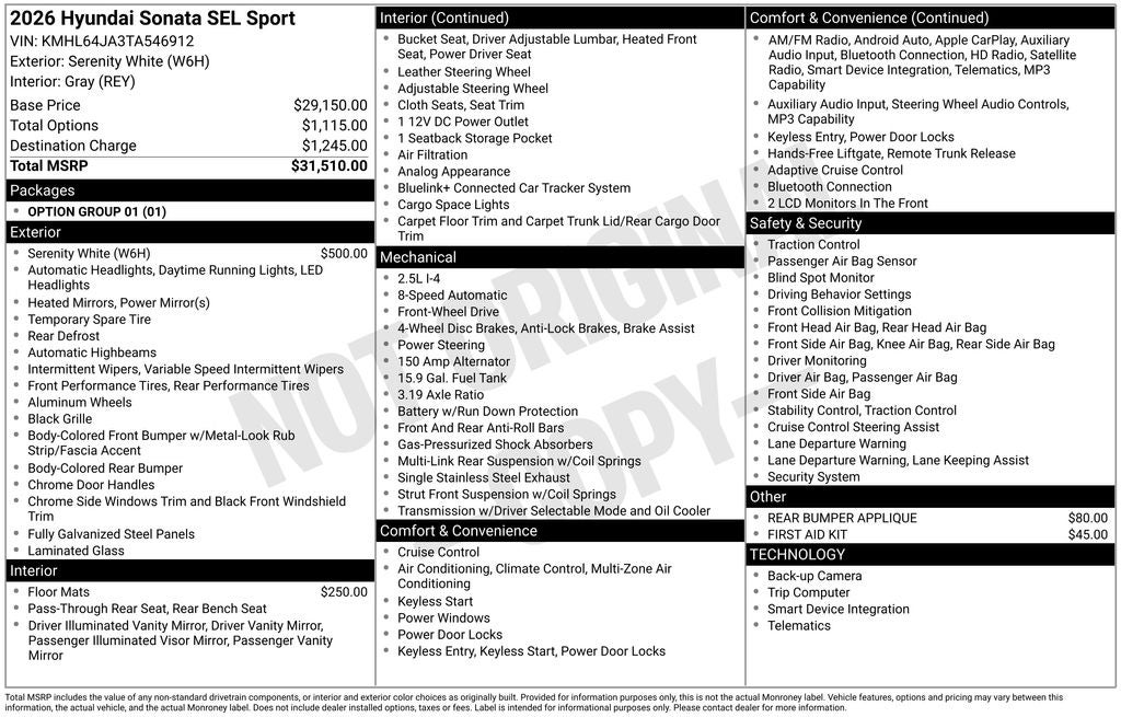 2026 Hyundai Sonata SEL Sport