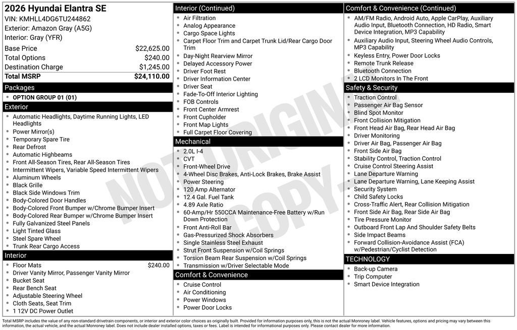 2026 Hyundai Elantra SE