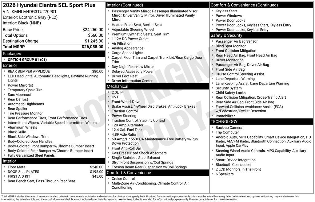 2026 Hyundai Elantra SEL Sport