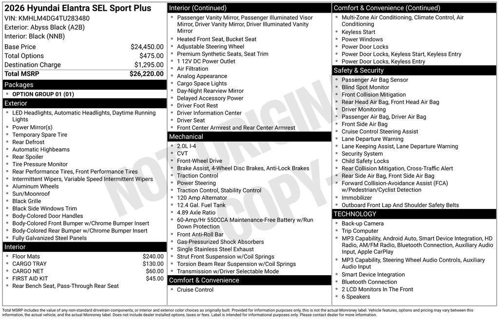 2026 Hyundai Elantra SEL Sport Plus