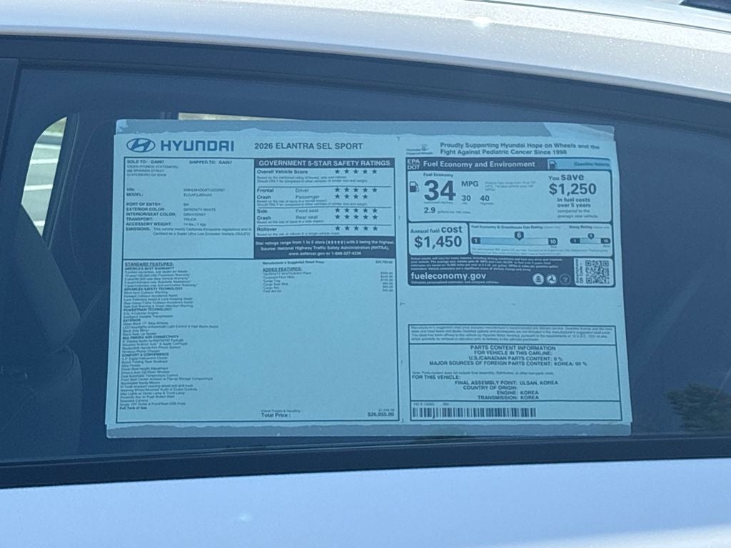 2026 Hyundai Elantra SEL Sport