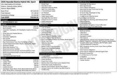 2026 Hyundai Elantra Hybrid SEL Sport