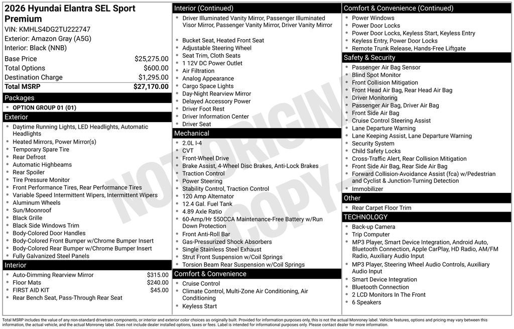 2026 Hyundai Elantra SEL Sport Premium