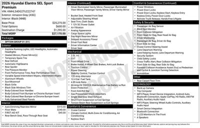 2026 Hyundai Elantra SEL Sport