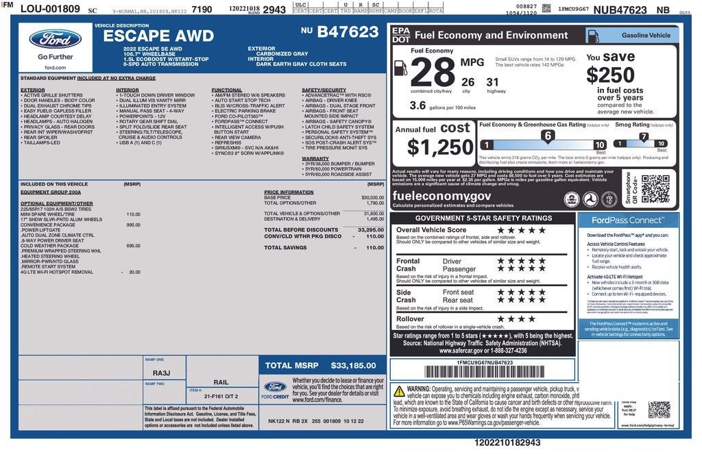 2022 Ford Escape SE