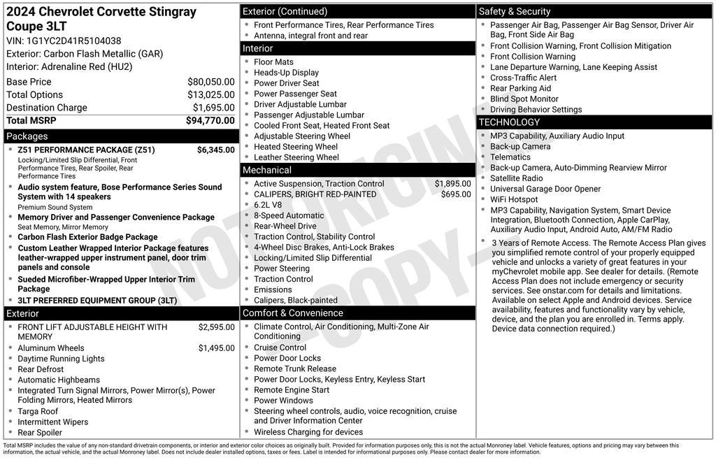 2024 Chevrolet Corvette Stingray 3LT