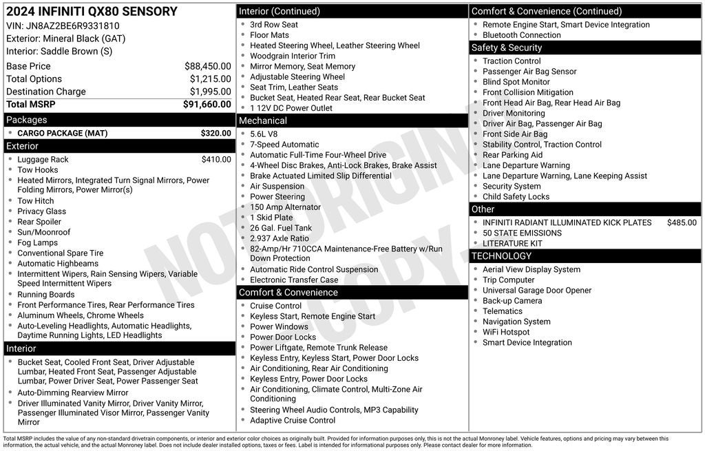 2024 INFINITI QX80 Sensory