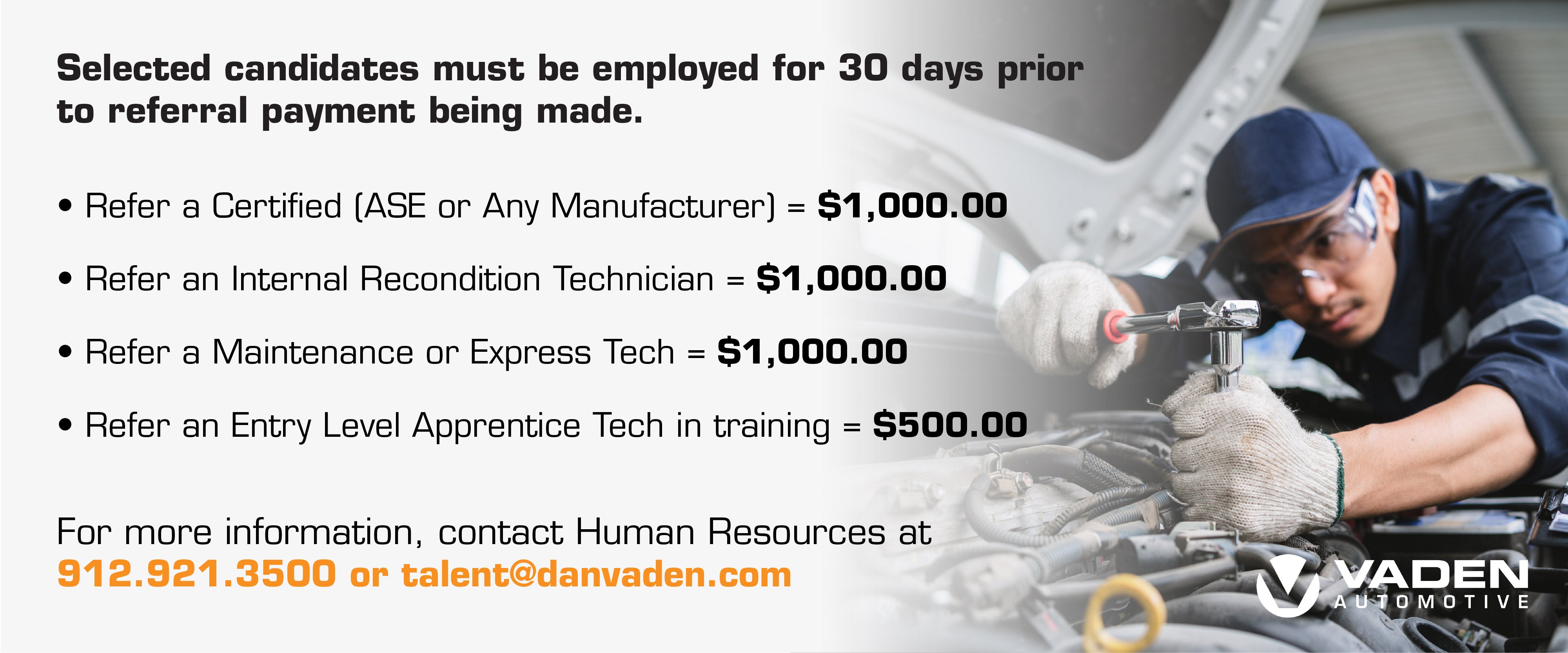 Technical Referral Program at Vaden Automotive in Savannah GA